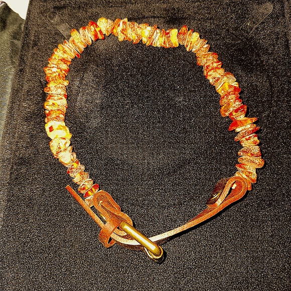 Baltic amber dog cat pet collar leather handmade - Picture 1 of 8